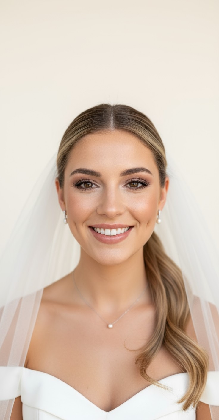 After Veil With Ponytail